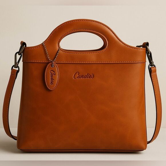 Vintage Y2K Candie’s Orange Faux Leather Crossbody Shoulder Bag Top Handle - Picture 2 of 12